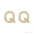 Sapphire Row Natural Diamond Pavé Initial Stud Earrings - Q, 14K Yellow Gold (view 2)