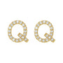 Sapphire Row Natural Diamond Pavé Initial Stud Earrings - Q, 14K Yellow Gold (view 2)