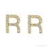 Sapphire Row Natural Diamond Pavé Initial Stud Earrings - R, 14K Yellow Gold (view 2)