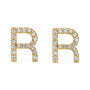 Sapphire Row Natural Diamond Pavé Initial Stud Earrings - R, 14K Yellow Gold (view 2)