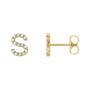 Sapphire Row Natural Diamond Pavé Initial Stud Earrings - S, 14K Yellow Gold
