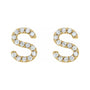 Sapphire Row Natural Diamond Pavé Initial Stud Earrings - S, 14K Yellow Gold (view 2)