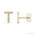 Sapphire Row Natural Diamond Pavé Initial Stud Earrings - T, 14K Yellow Gold