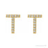 Sapphire Row Natural Diamond Pavé Initial Stud Earrings - T, 14K Yellow Gold (view 2)