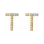 Sapphire Row Natural Diamond Pavé Initial Stud Earrings - T, 14K Yellow Gold (view 2)