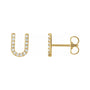 Sapphire Row Natural Diamond Pavé Initial Stud Earrings - U, 14K Yellow Gold