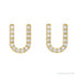 Sapphire Row Natural Diamond Pavé Initial Stud Earrings - U, 14K Yellow Gold (view 2)