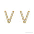 Sapphire Row Natural Diamond Pavé Initial Stud Earrings - V, 14K Yellow Gold