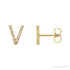 Sapphire Row Natural Diamond Pavé Initial Stud Earrings - V, 14K Yellow Gold (view 2)