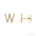 Sapphire Row Natural Diamond Pavé Initial Stud Earrings - W, 14K Yellow Gold