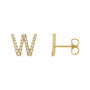 Sapphire Row Natural Diamond Pavé Initial Stud Earrings - W, 14K Yellow Gold