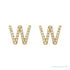 Sapphire Row Natural Diamond Pavé Initial Stud Earrings - W, 14K Yellow Gold (view 2)