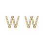 Sapphire Row Natural Diamond Pavé Initial Stud Earrings - W, 14K Yellow Gold (view 2)