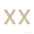 Sapphire Row Natural Diamond Pavé Initial Stud Earrings - X, 14K Yellow Gold (view 2)