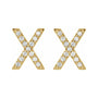 Sapphire Row Natural Diamond Pavé Initial Stud Earrings - X, 14K Yellow Gold (view 2)