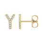 Sapphire Row Natural Diamond Pavé Initial Stud Earrings - Y, 14K Yellow Gold