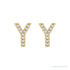 Sapphire Row Natural Diamond Pavé Initial Stud Earrings - Y, 14K Yellow Gold (view 2)