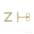 Sapphire Row Natural Diamond Pavé Initial Stud Earrings - Z, 14K Yellow Gold