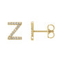 Sapphire Row Natural Diamond Pavé Initial Stud Earrings - Z, 14K Yellow Gold