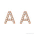 Sapphire Row Natural Diamond Pavé Initial Stud Earrings - A, 14K Rose Gold (view 2)