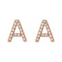 Sapphire Row Natural Diamond Pavé Initial Stud Earrings - A, 14K Rose Gold (view 2)