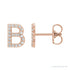 Sapphire Row Natural Diamond Pavé Initial Stud Earrings - B, 14K Rose Gold