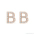 Sapphire Row Natural Diamond Pavé Initial Stud Earrings - B, 14K Rose Gold (view 2)