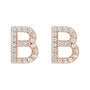 Sapphire Row Natural Diamond Pavé Initial Stud Earrings - B, 14K Rose Gold (view 2)