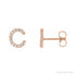 Sapphire Row Natural Diamond Pavé Initial Stud Earrings - C, 14K Rose Gold