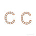 Sapphire Row Natural Diamond Pavé Initial Stud Earrings - C, 14K Rose Gold (view 2)
