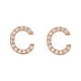 Sapphire Row Natural Diamond Pavé Initial Stud Earrings - C, 14K Rose Gold (view 2)