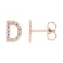 Sapphire Row Natural Diamond Pavé Initial Stud Earrings - D, 14K Rose Gold