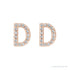 Sapphire Row Natural Diamond Pavé Initial Stud Earrings - D, 14K Rose Gold (view 2)