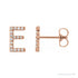 Sapphire Row Natural Diamond Pavé Initial Stud Earrings - E, 14K Rose Gold