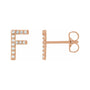 Sapphire Row Natural Diamond Pavé Initial Stud Earrings - F, 14K Rose Gold