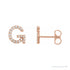 Sapphire Row Natural Diamond Pavé Initial Stud Earrings - G, 14K Rose Gold