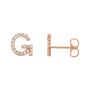Sapphire Row Natural Diamond Pavé Initial Stud Earrings - G, 14K Rose Gold