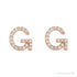 Sapphire Row Natural Diamond Pavé Initial Stud Earrings - G, 14K Rose Gold (view 2)