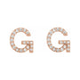 Sapphire Row Natural Diamond Pavé Initial Stud Earrings - G, 14K Rose Gold (view 2)