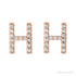 Sapphire Row Natural Diamond Pavé Initial Stud Earrings - H, 14K Rose Gold (view 2)