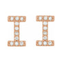 Sapphire Row Natural Diamond Pavé Initial Stud Earrings - I, 14K Rose Gold (view 2)
