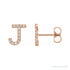 Sapphire Row Natural Diamond Pavé Initial Stud Earrings - J, 14K Rose Gold