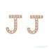 Sapphire Row Natural Diamond Pavé Initial Stud Earrings - J, 14K Rose Gold (view 2)