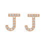 Sapphire Row Natural Diamond Pavé Initial Stud Earrings - J, 14K Rose Gold (view 2)