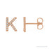 Sapphire Row Natural Diamond Pavé Initial Stud Earrings - K, 14K Rose Gold