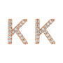 Sapphire Row Natural Diamond Pavé Initial Stud Earrings - K, 14K Rose Gold (view 2)