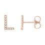 Sapphire Row Natural Diamond Pavé Initial Stud Earrings - L, 14K Rose Gold