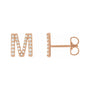 Sapphire Row Natural Diamond Pavé Initial Stud Earrings - M, 14K Rose Gold