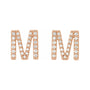 Sapphire Row Natural Diamond Pavé Initial Stud Earrings - M, 14K Rose Gold (view 2)