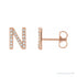 Sapphire Row Natural Diamond Pavé Initial Stud Earrings - N, 14K Rose Gold